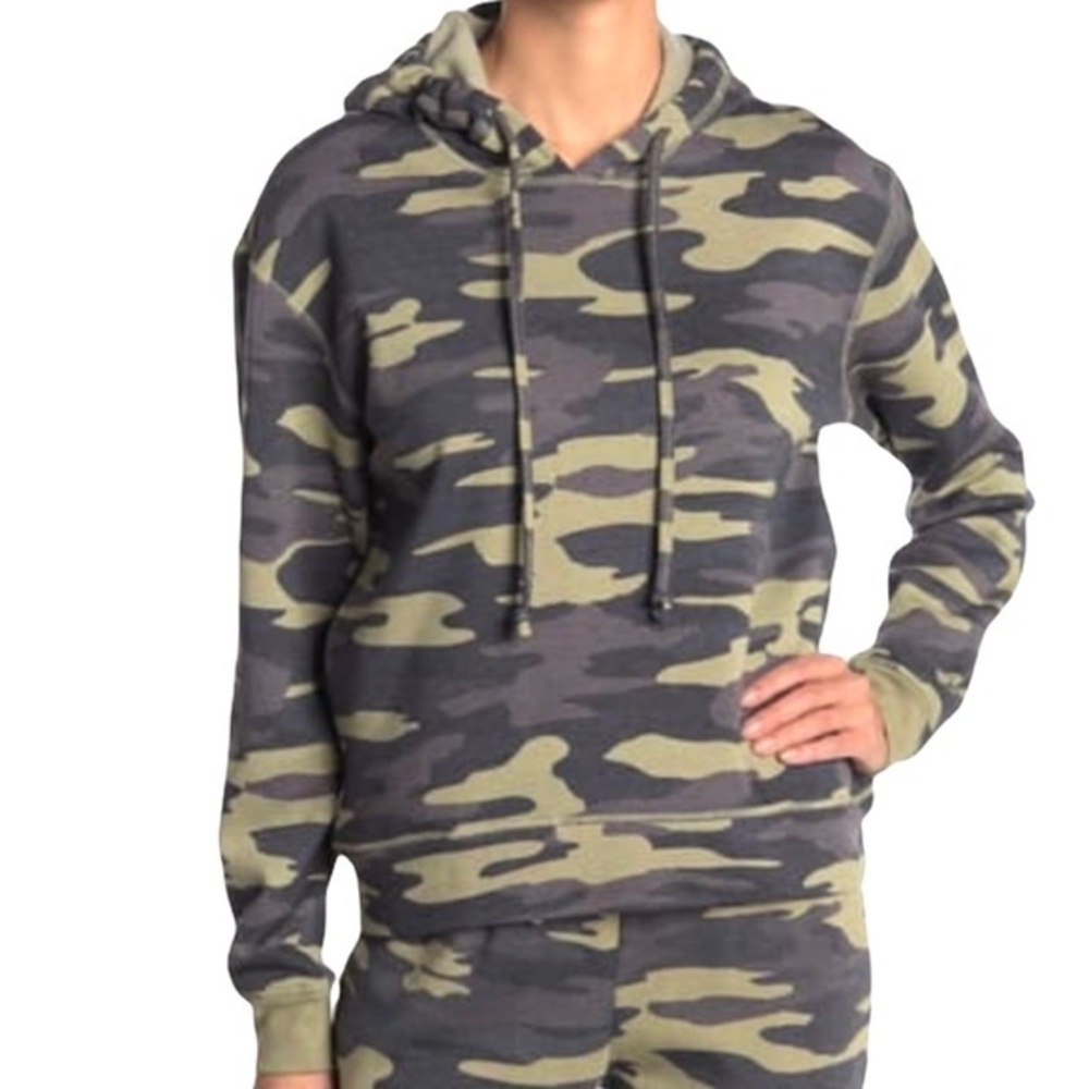 Socialite S green & grey camo fleece lined hoodie